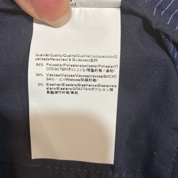 Hugo Boss Cropped Pinstripe Navy Trousers Slim Cut Size 2 - Picture 7 of 8